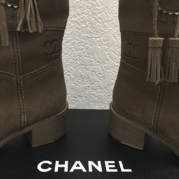 Tall Chanel Suede Boots - Picture 6 of 9
